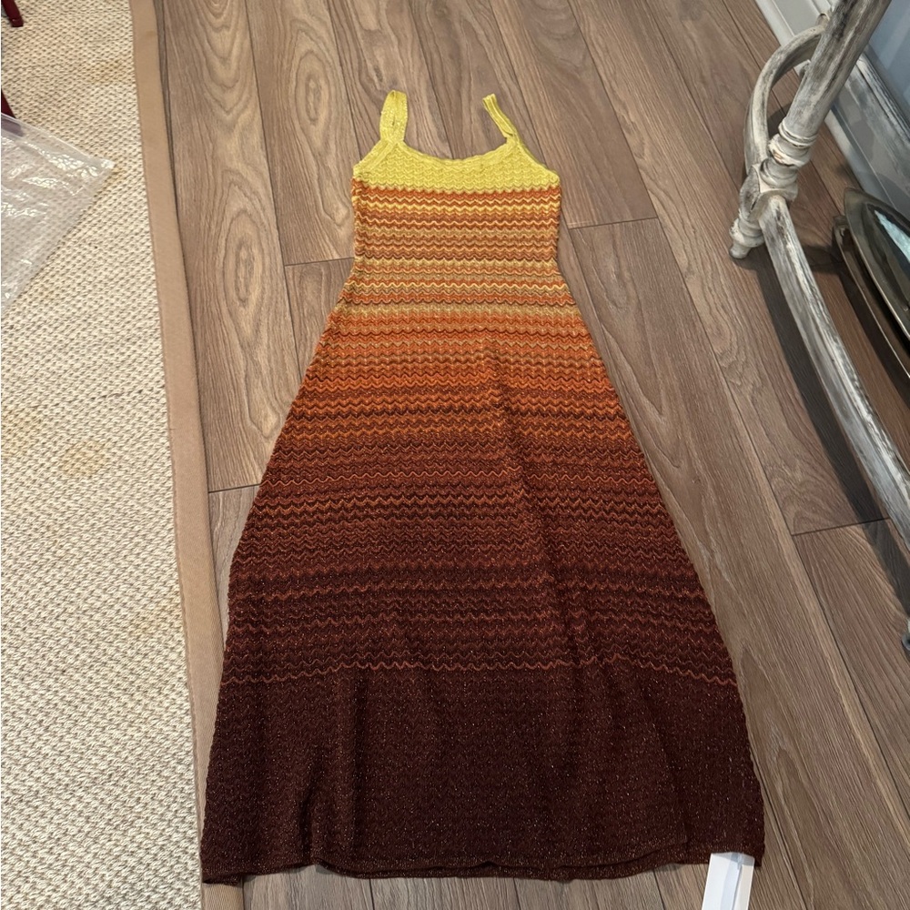 Elegant Yellow and Brown Gradient Maxi Dress